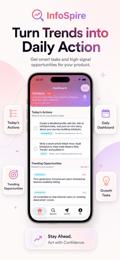 InfoSpire Dashboard — Daily actions and trending opportunities
